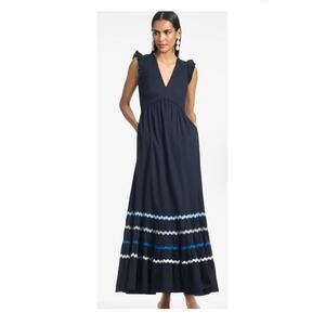 NWT Anthropologie Sachin Babi Rosa Dress Women’s 10 Cotton Maxi Blue Polka Dot